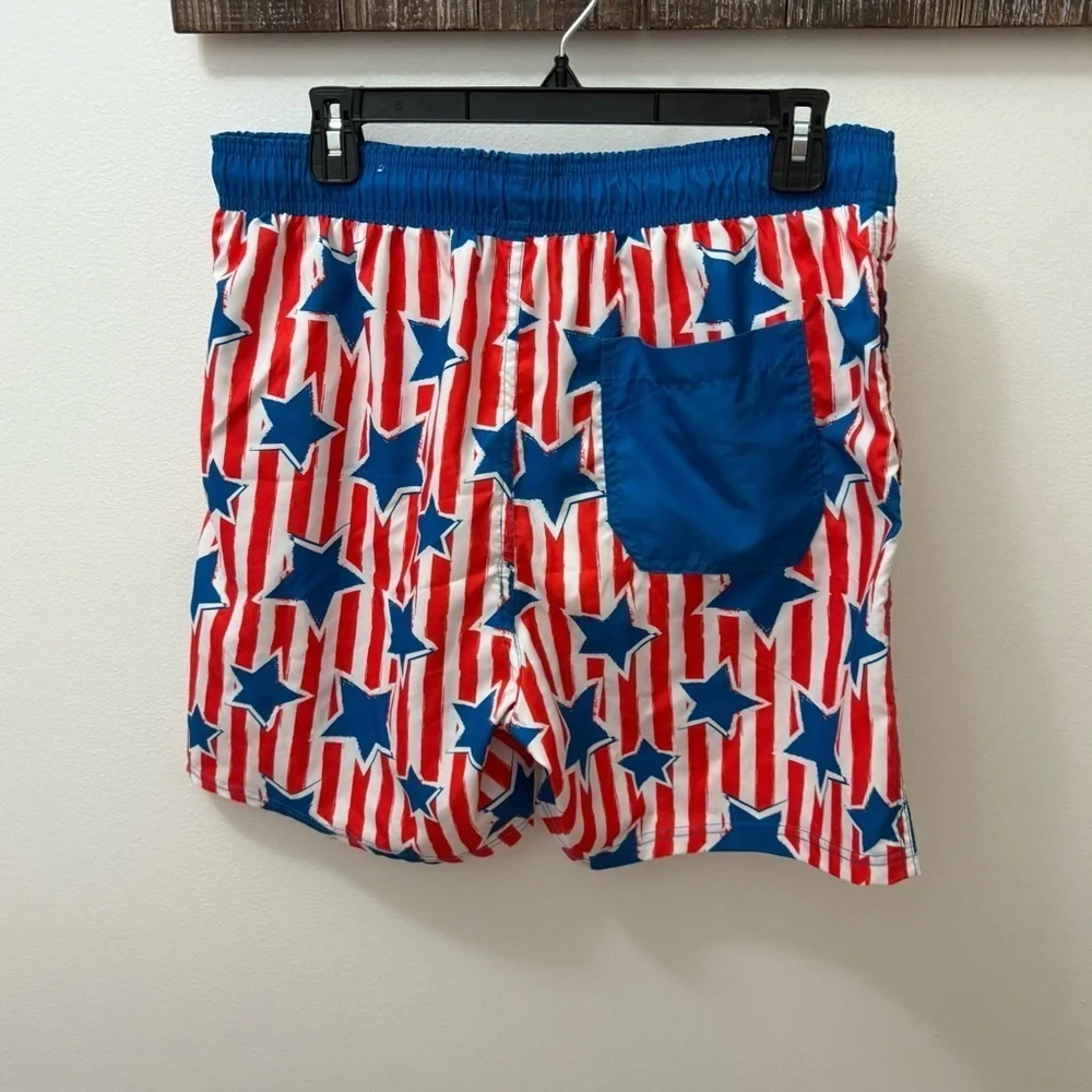 Way To Celebrate Men's Patriotic Americana Print Swim Trunks Sz medium